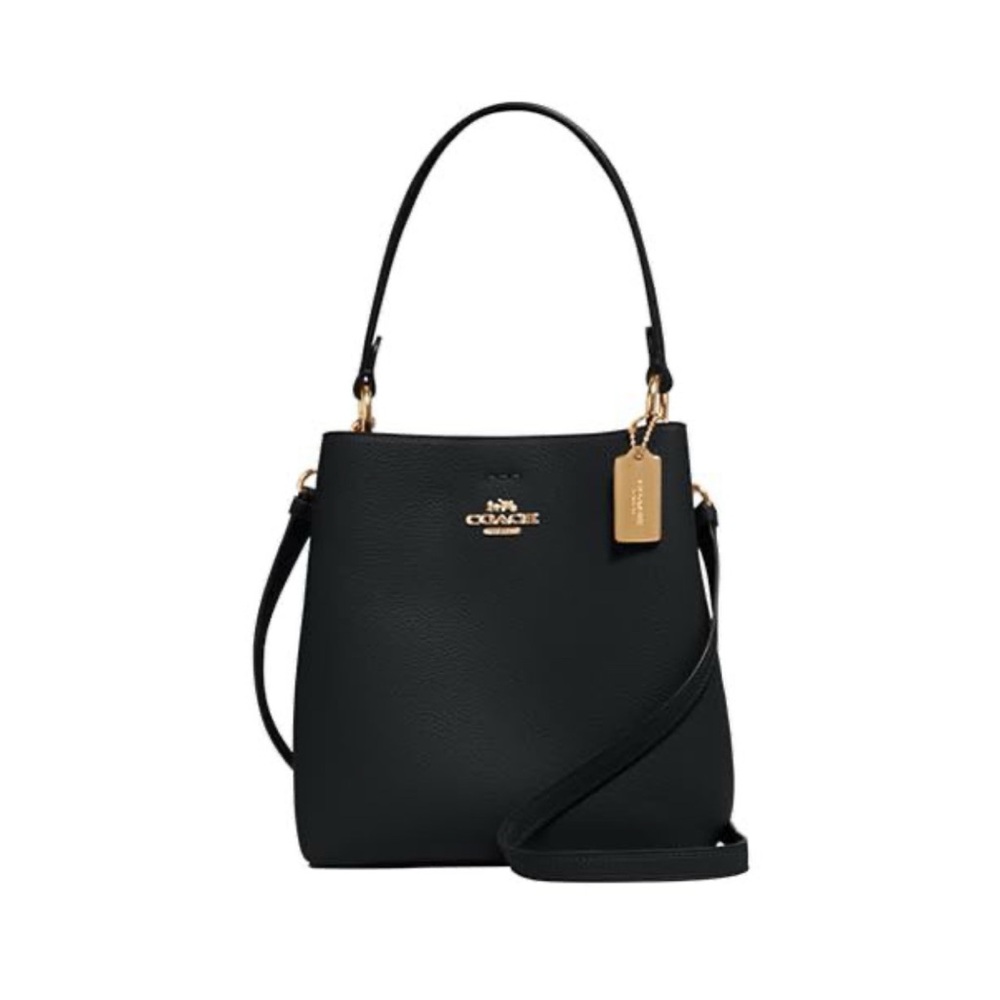 COACH Small Town Bucket Bag — EUC black leather gold hardware
